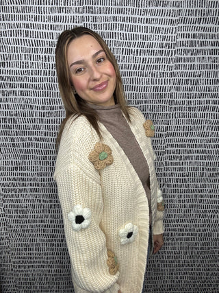 3D Chunky Flower Cardigan