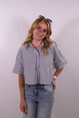 Harper Striped Pocket Top