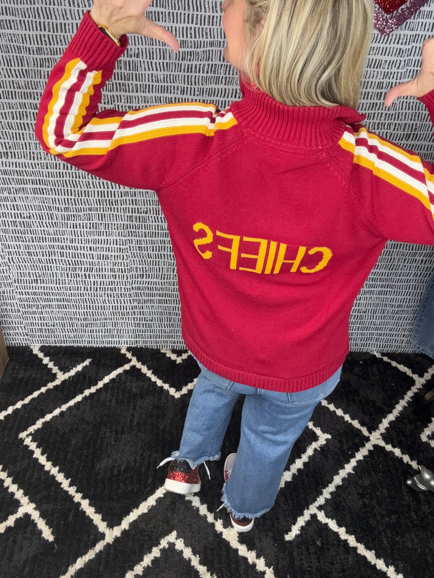 CUSTOM Chiefs 1/2 Zip Knit Sweater