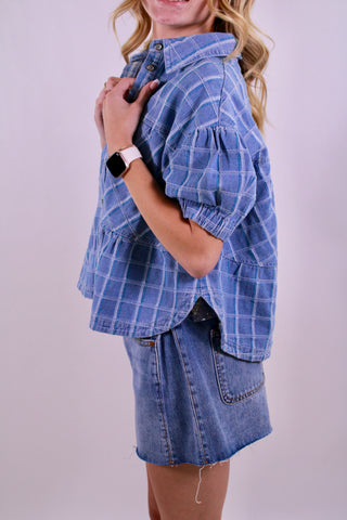 The Cool Girl Check Denim Top