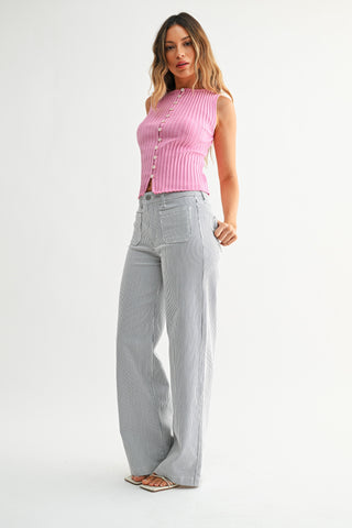 JBD Striped Mini Patch Pocket Jeans