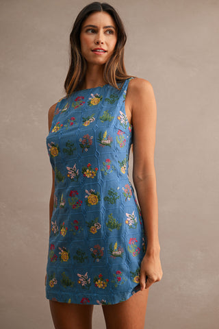 Sweet Pea Embroidered Mini Dress