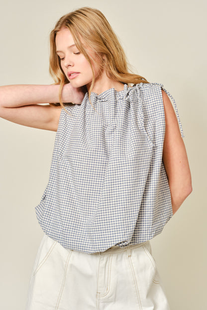 Luka Checkered Sleeveless Bubble Top