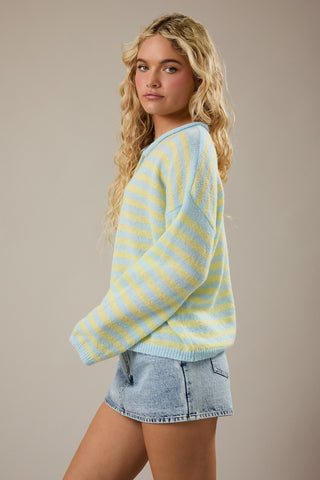 Camden Stripe Button Knit