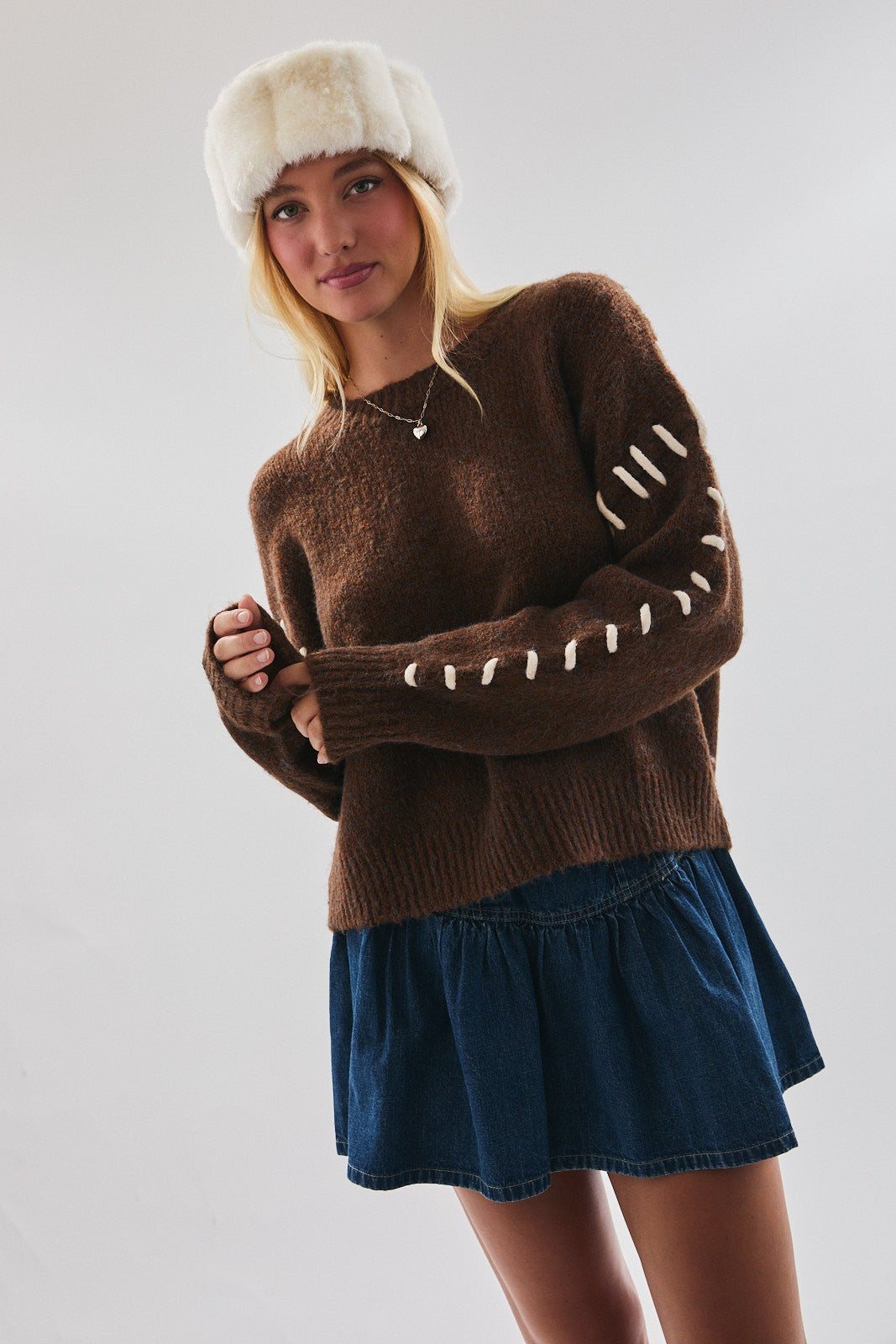 Sinny Stitch Detail Sweater Top