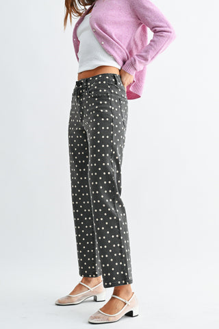 JBD Vintage Polka Dot Straight Jeans