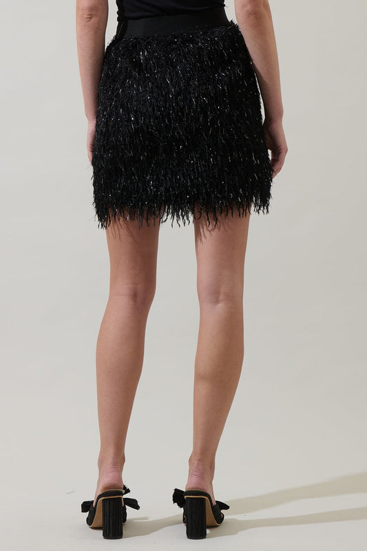 Himari Metallic Fringe Mini Skirt