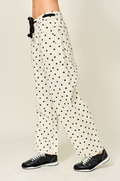 Show Girl Polka Dot Barrel Denim Pants