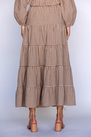 Ginni Gingham Maxi Tiered Skirt