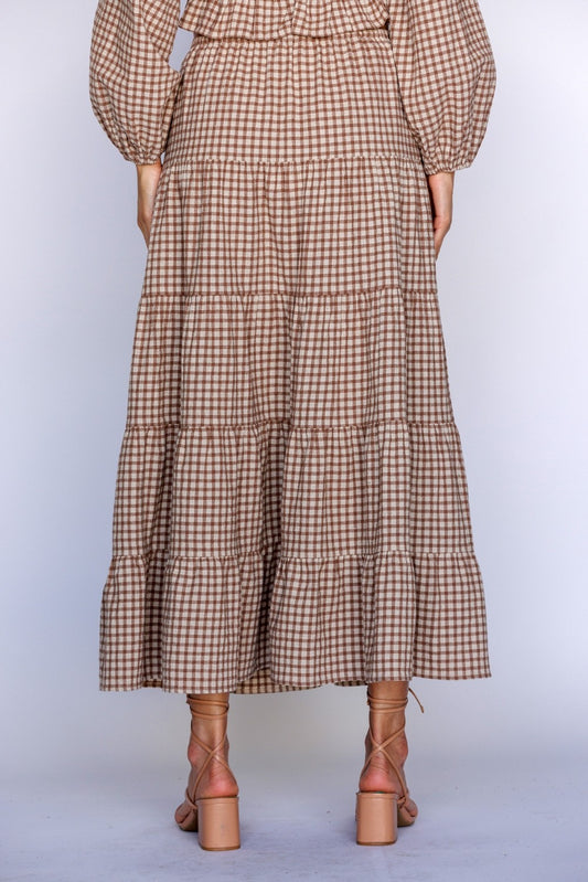 Ginni Gingham Maxi Tiered Skirt