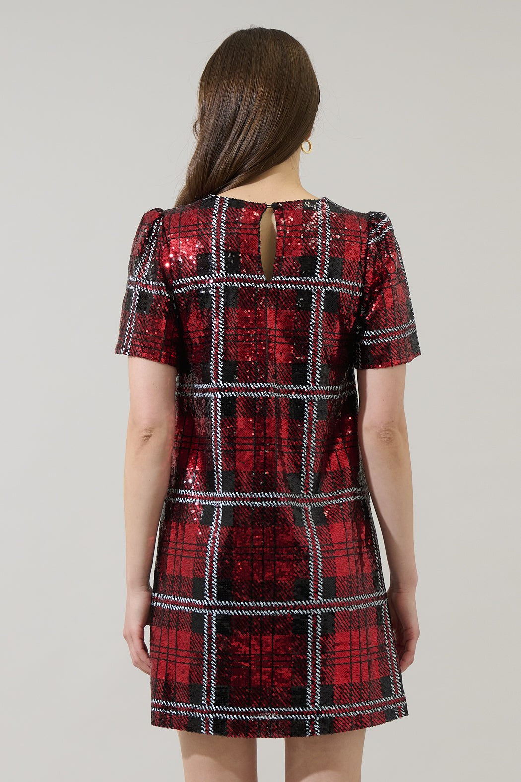 Fedra Sequin Plaid Mini Dress