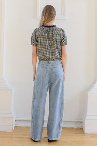 Elodie Embroidered Gingham Top