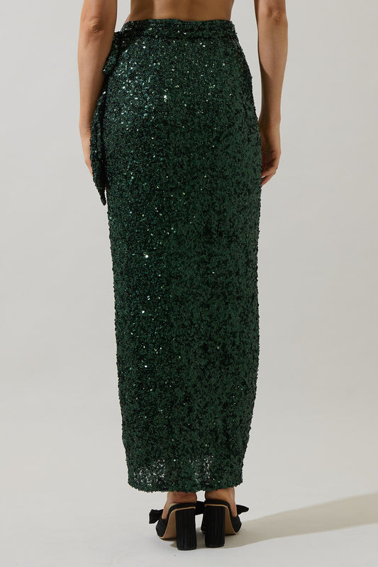 Korina Sequin Wrap Maxi Skirt