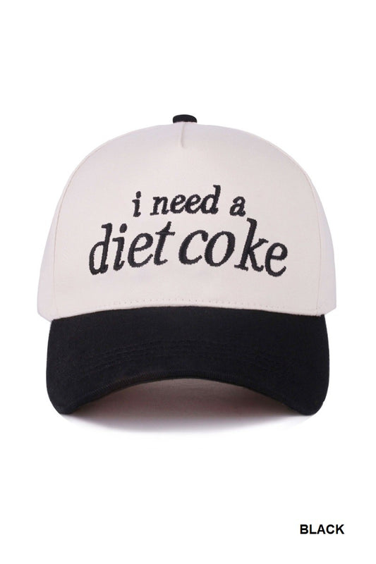 I Need A Diet Coke Two Tone Canvas Cotton Cap