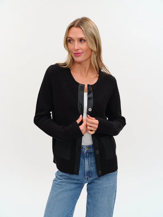 Natalia Faux Leather Cardigan