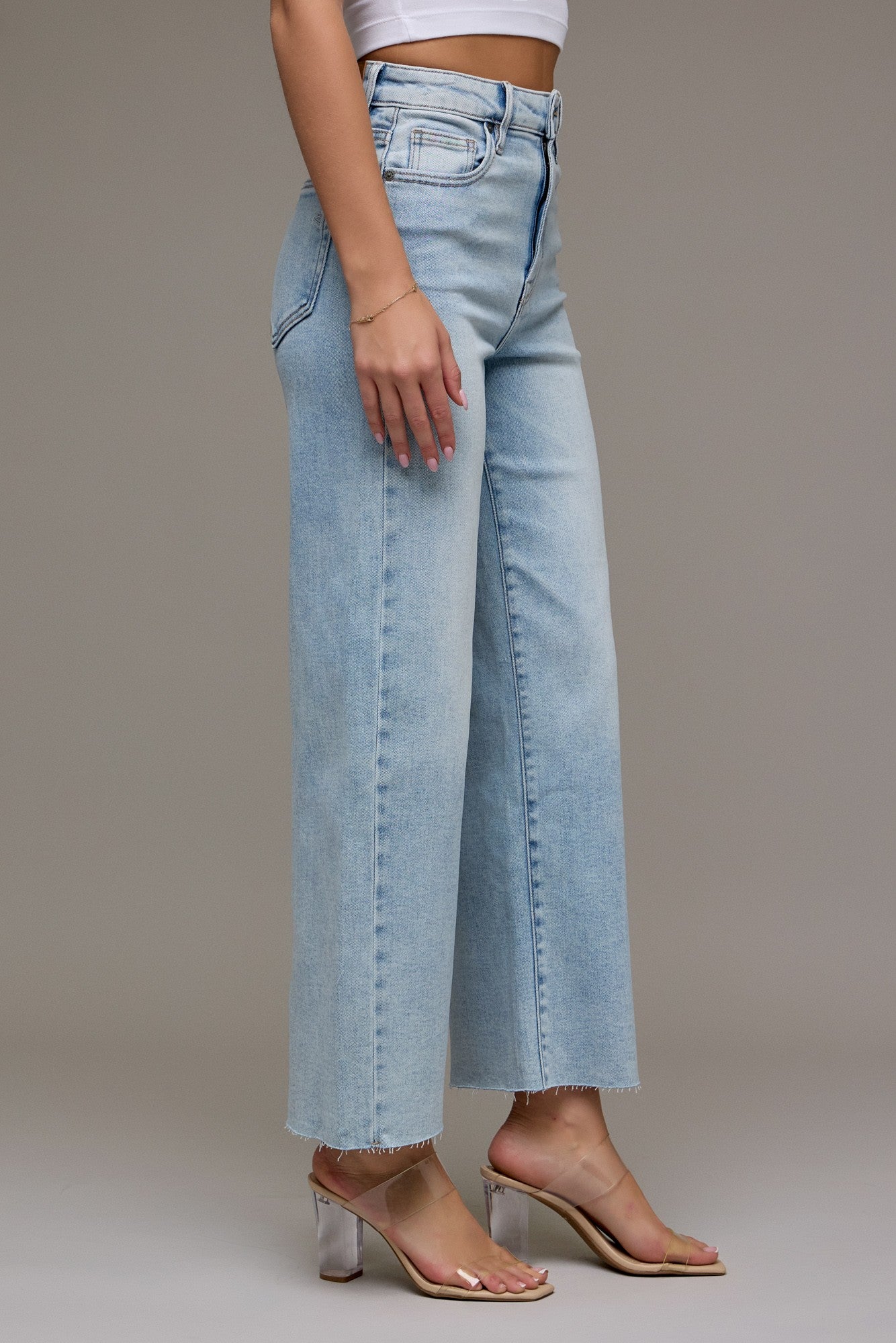 Nori Hidden Light Wash Clean Stretch Wide Leg