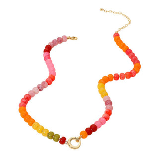 Mia Metal Clasp Accent Gradient Beaded Necklace