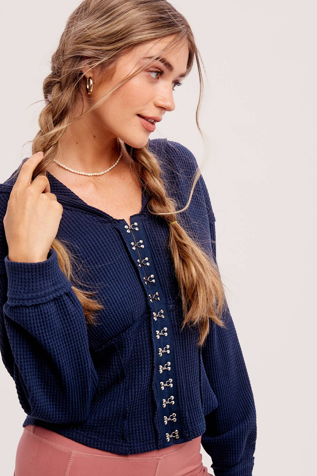 Kourtney Waffle Knit Corset Hoodie