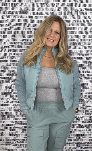 Nylon Trim Hybrid Zip Up