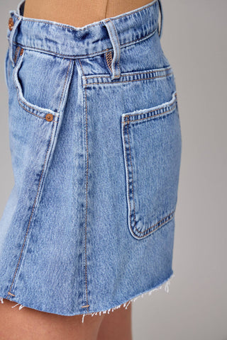 Ava Hidden Medium Wash Side Insert Inseam A-Line Shorts