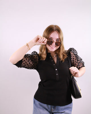 Colette Mixed Media Polka Dot Sleeve