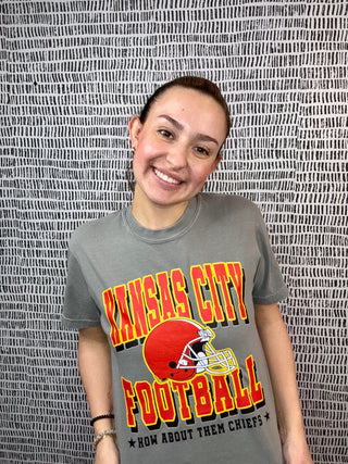 KC Football -How About Them Chiefs - Charcoal Tee