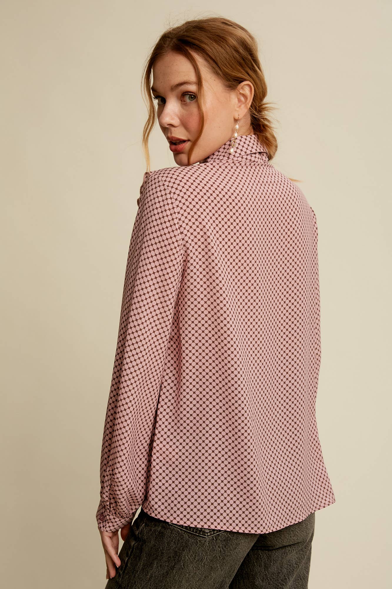 Raina Ruffle Tie-Neck Printed Blouse