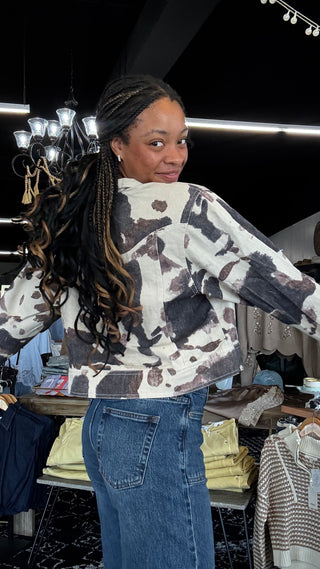 Cow Print Collared Jacket