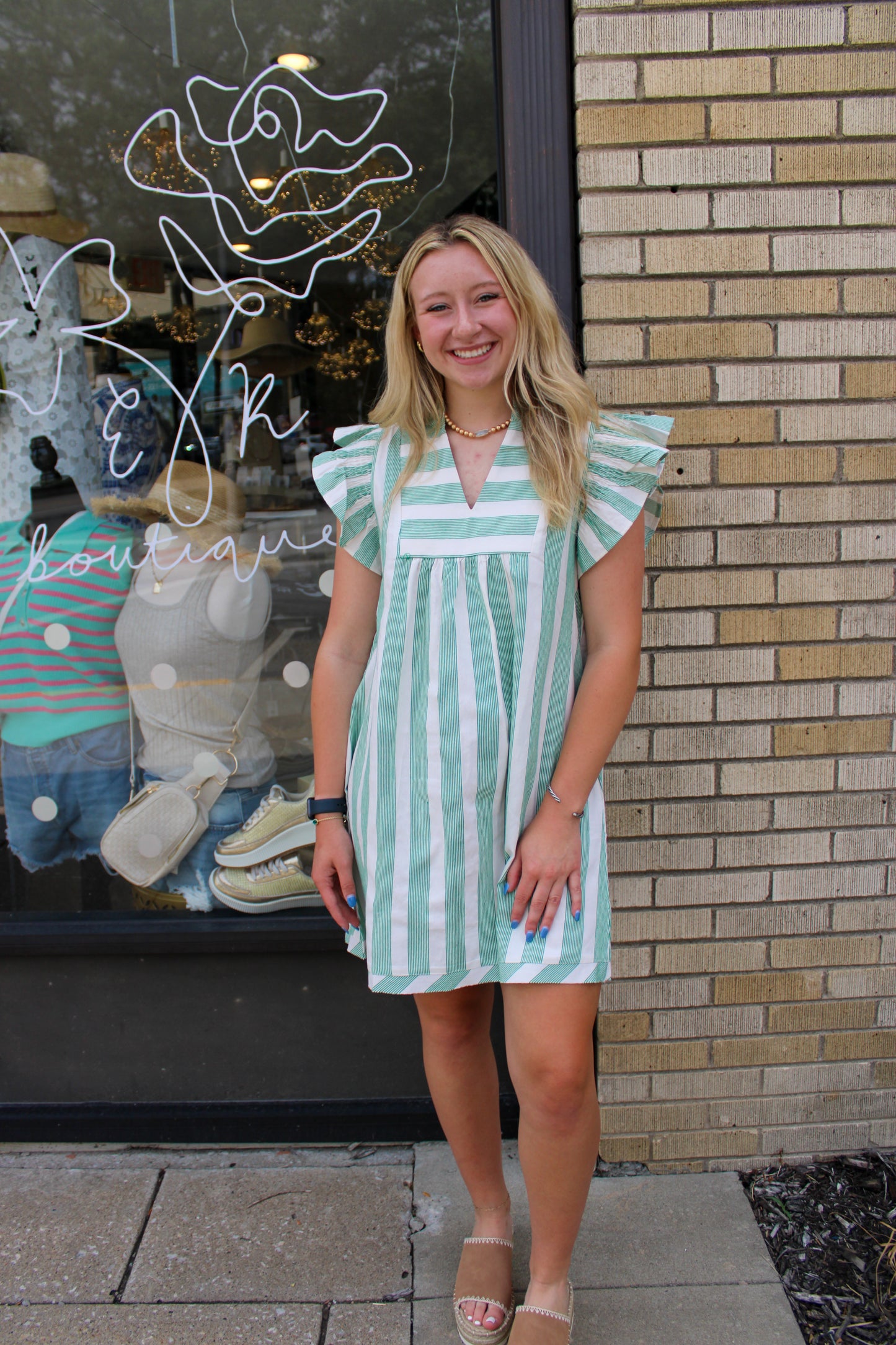 Striped V-Neck Dress