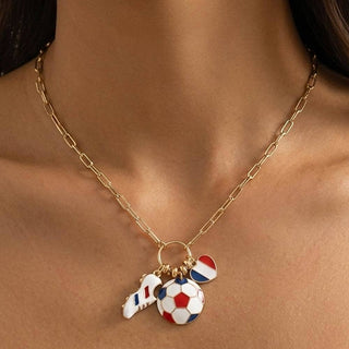 Soccer Ball kick charm Pendant Chain Necklace