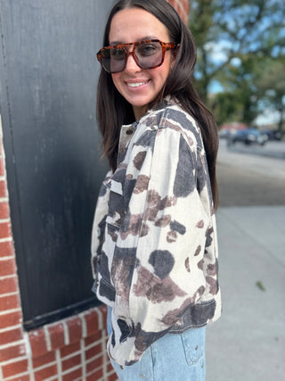 Cow Print Collared Jacket