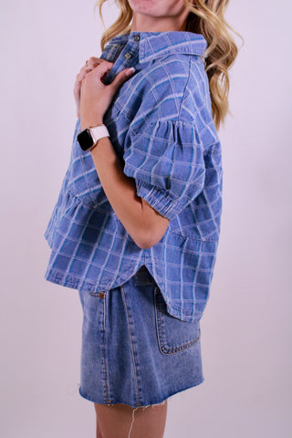 The Cool Girl Check Denim Top