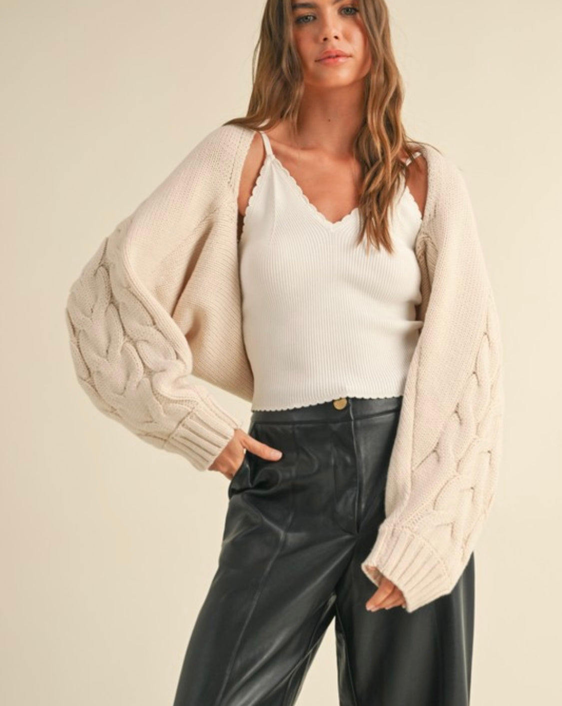 Cable Knitted Half Cardigan/Shrug