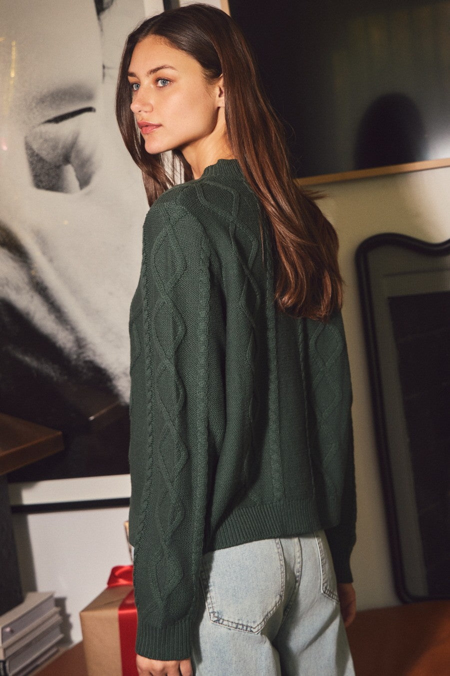 Bailey Cable Knit Crew Neck Cardigan