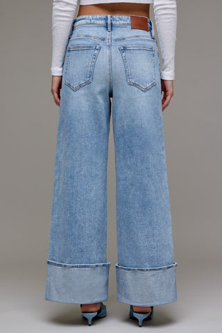 Nori Hidden Medium Light High Rise Cuffed Super Wide Leg