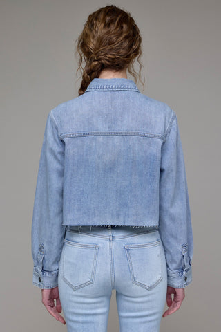 Hidden Vintage Wash Cropped Denim Shirt