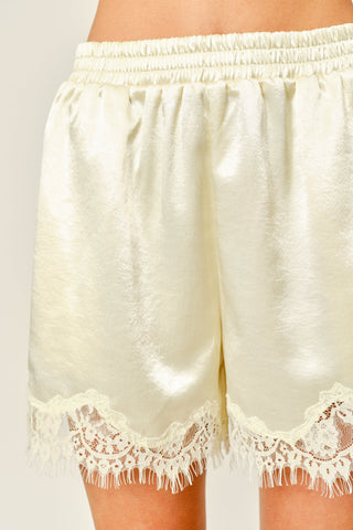 Party Please Satin Lace Shorts