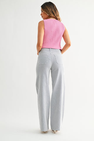 JBD Striped Mini Patch Pocket Jeans