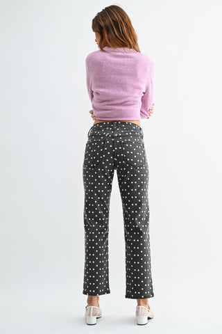 JBD Vintage Polka Dot Straight Jeans