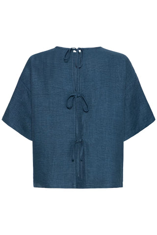 Navy Coastline Tie Back Top