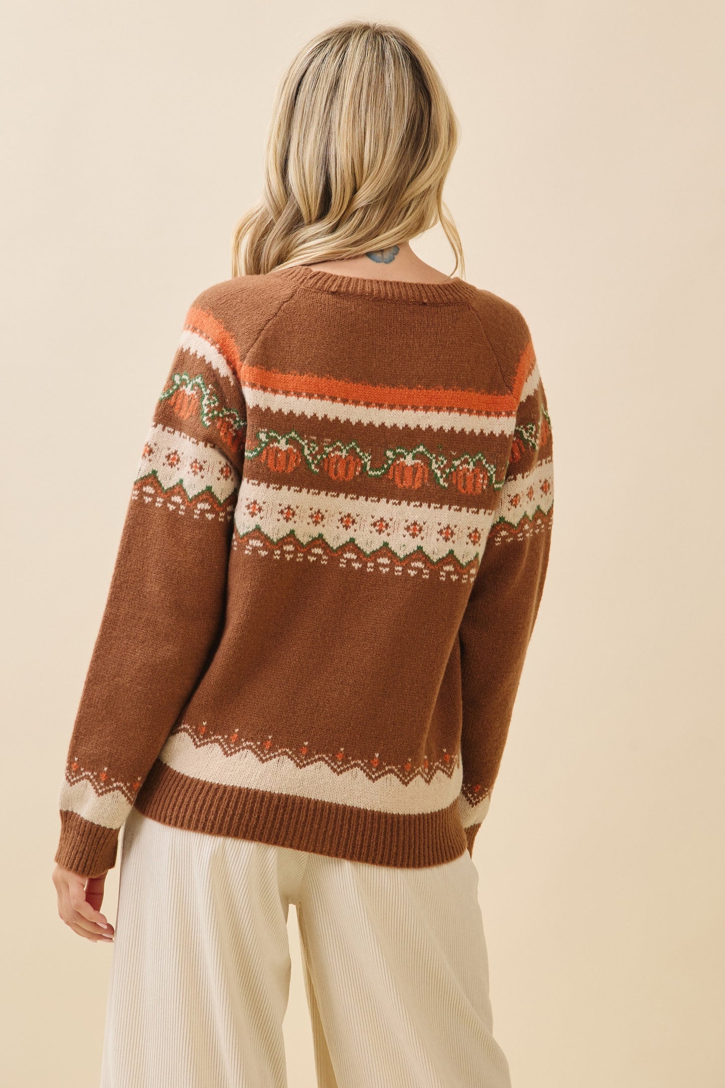 Autumn Latte Pumpkin Knit Sweater