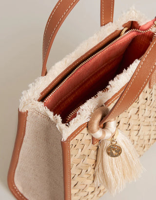 Straw Dune Satchel Crossbody Natural