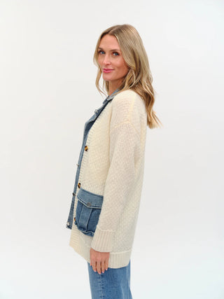 Rachel Mixed Media Denim Cardigan