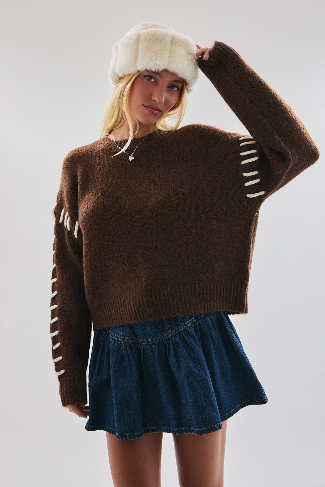 Sinny Stitch Detail Sweater Top