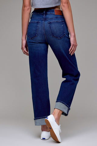 Tracey Hidden Dark Wash Cuffed Straight Jean