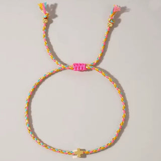 Corded Cross Charm Bracelet