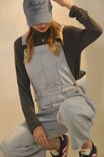 The Uptown Stripe Barrel Overalls