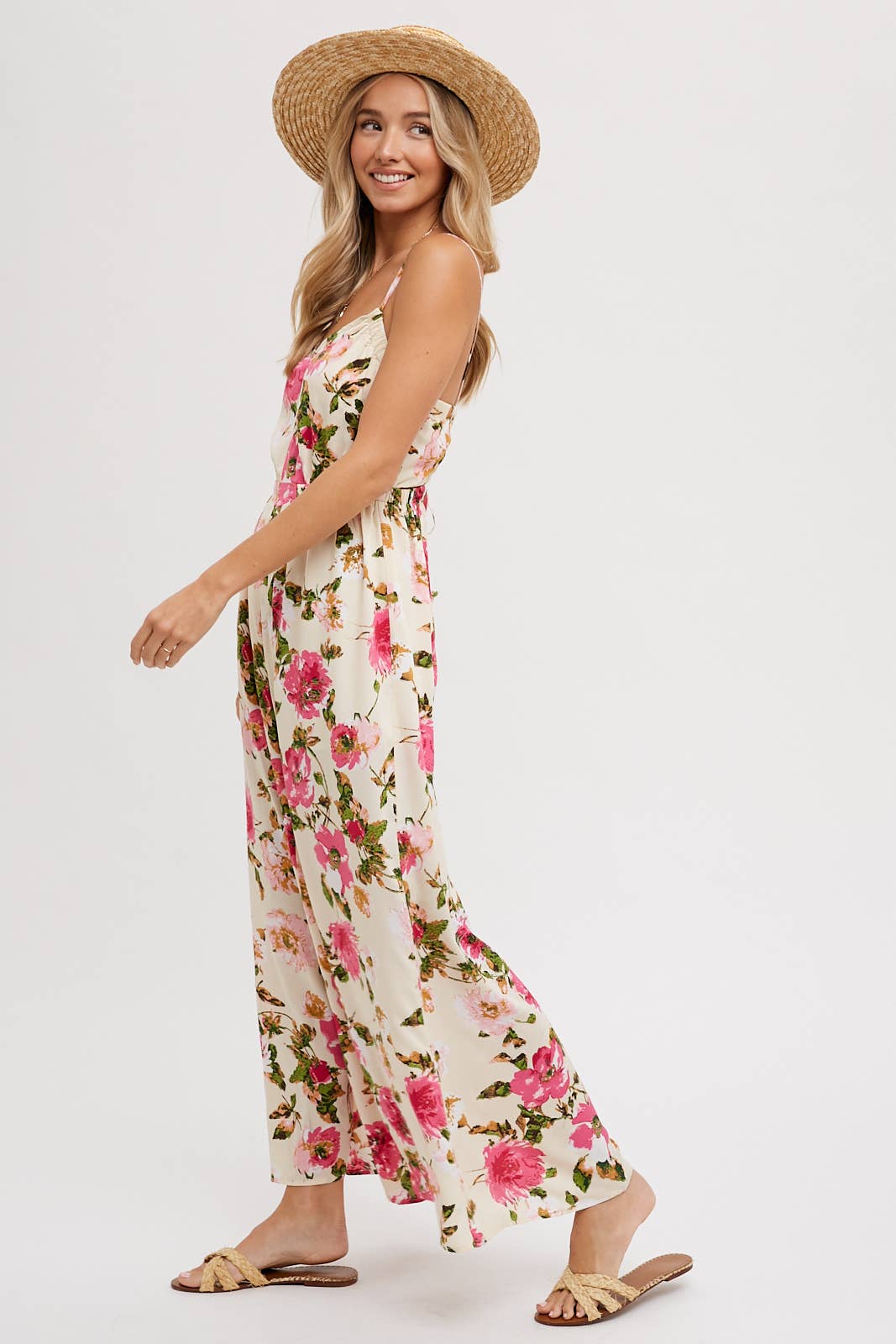 Open Back Floral Jumpsuit