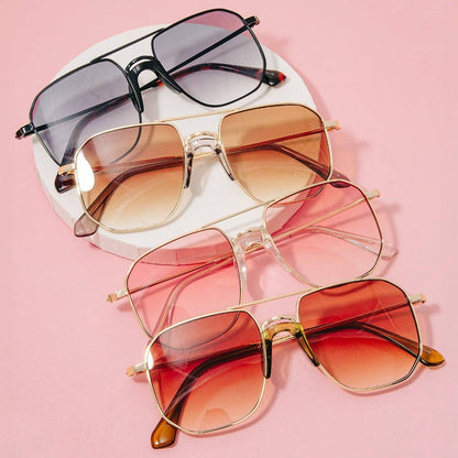 Simple Square Aviator Sunglasses Set