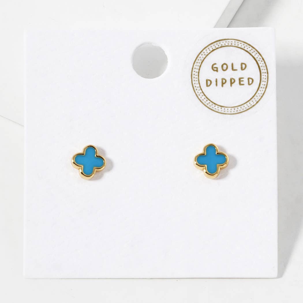 Gold-Dipped Clover Post Earrings